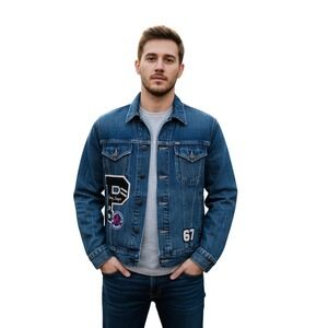 Polo Ralph Lauren Denim Jacket Varsity League Patches P 67 Patch  "RL" Mens M
M